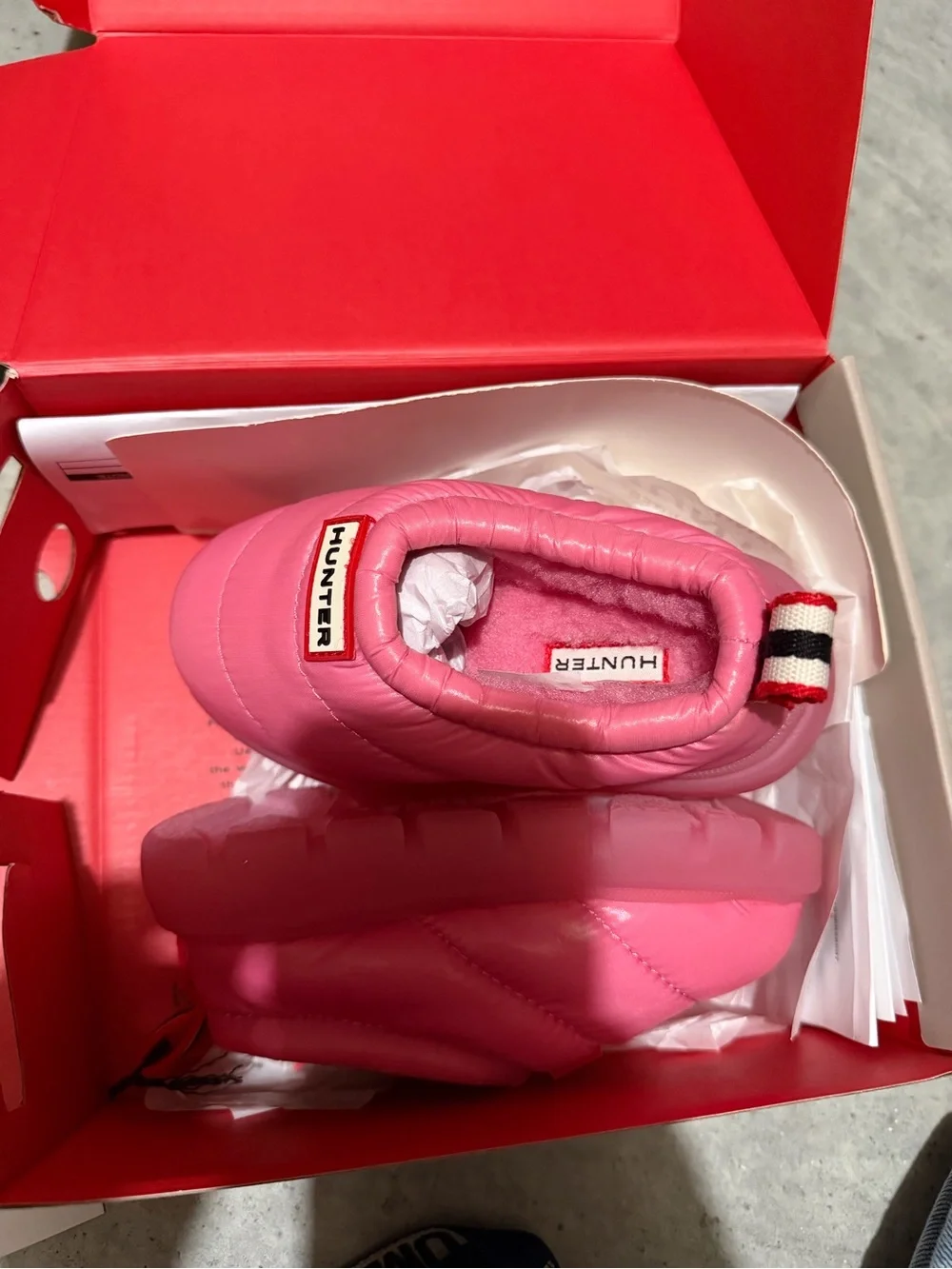 Hunter Kids Quilted Slip-On Shoes in Bright Pink with Logo Tab